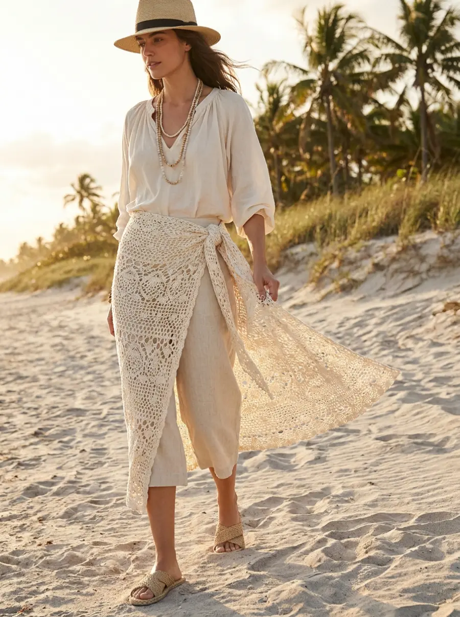 Pareo calado estilo hippie chic