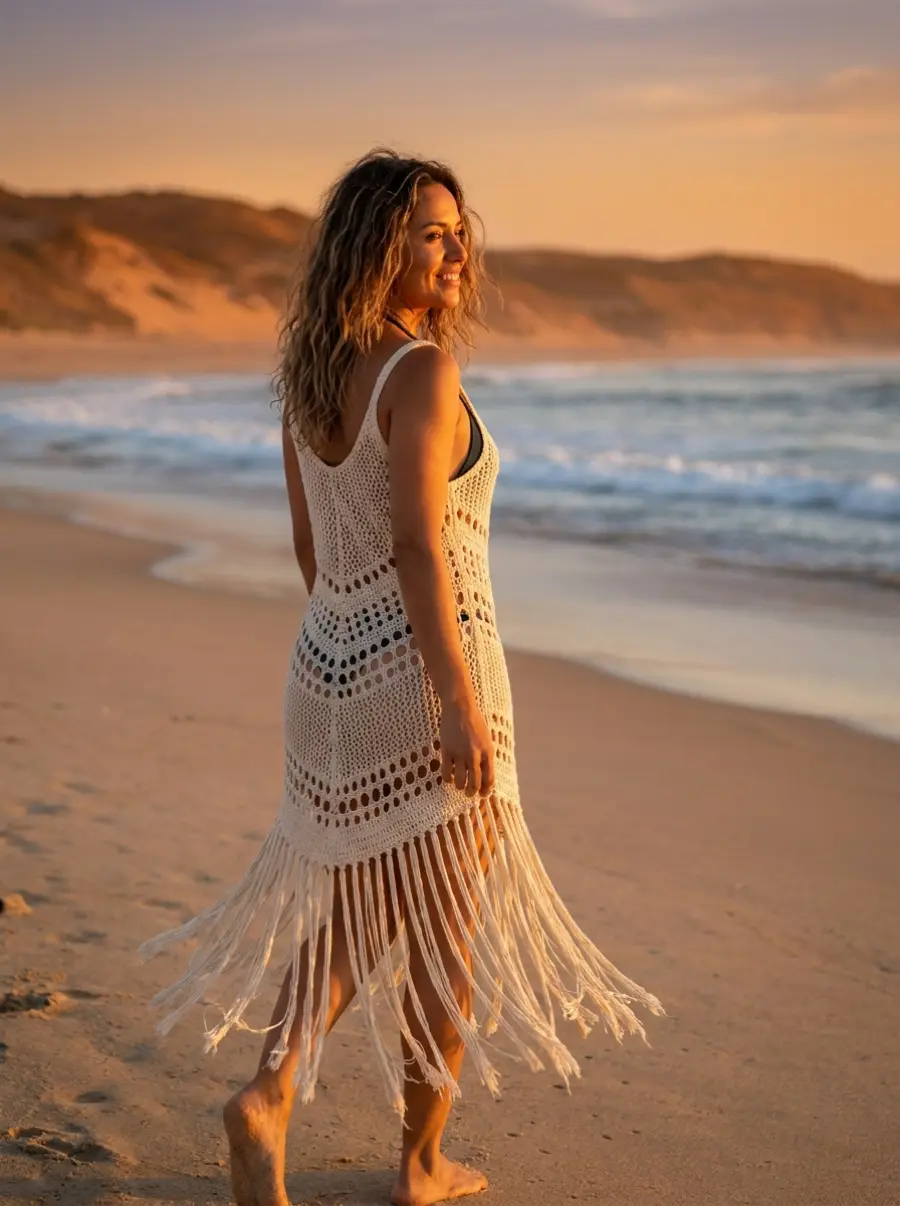Vestido salida de playa con flecos